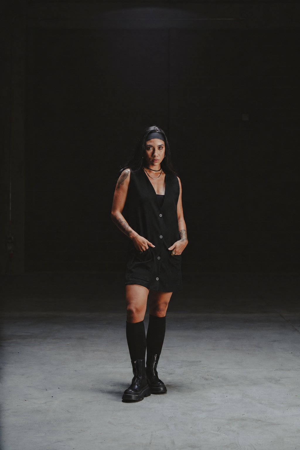 FREE WILL DRESS/VEST IN BLACK