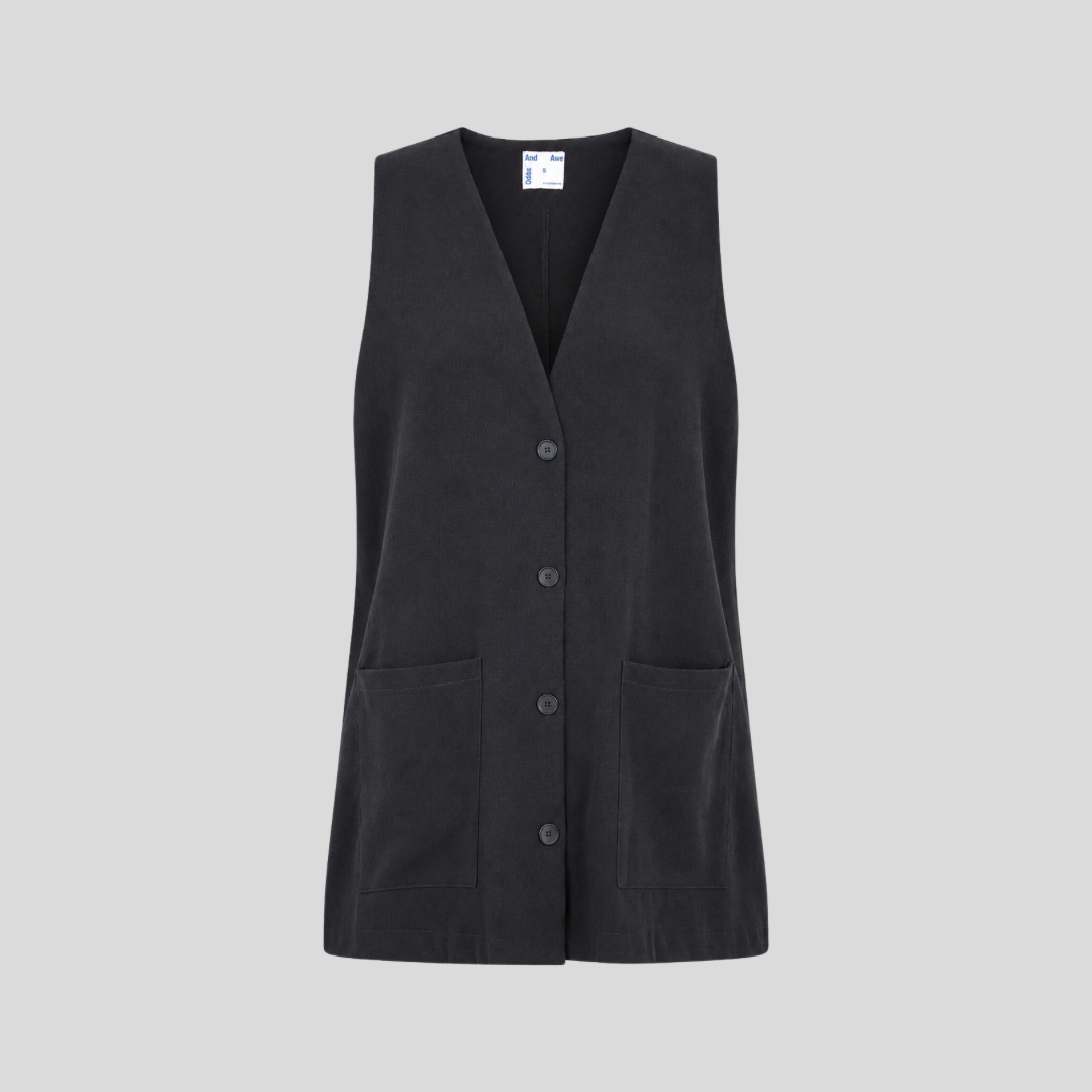 FREE WILL DRESS/VEST IN BLACK