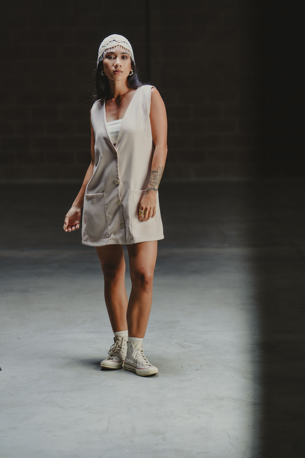 FREE WILL DRESS/VEST IN SAND