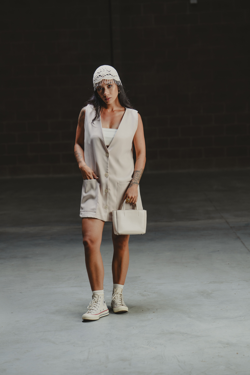 FREE WILL DRESS/VEST IN SAND