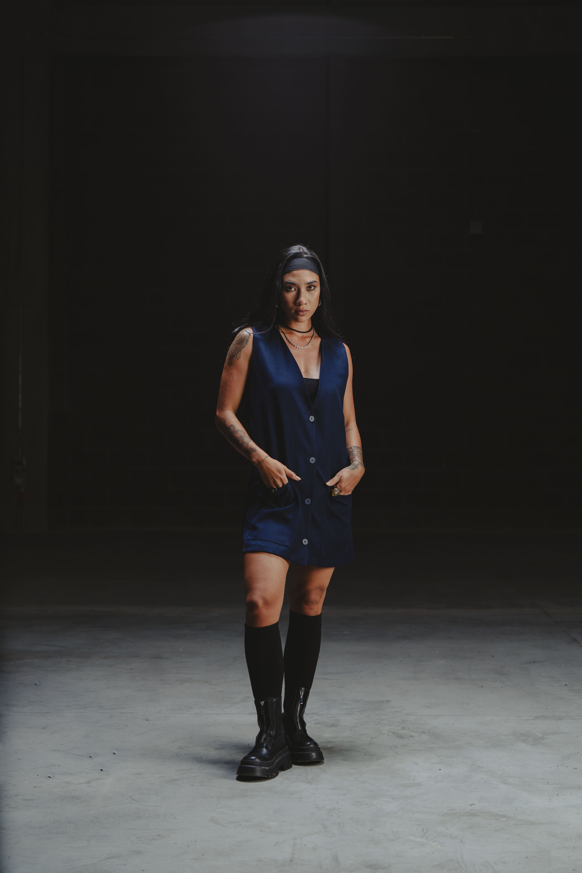 FREE WILL DRESS/VEST IN NAVY