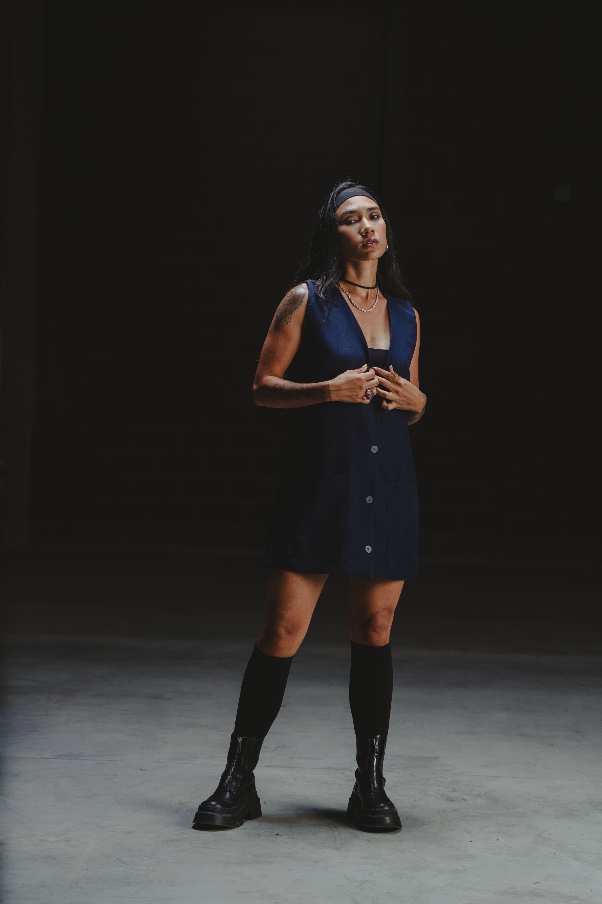 FREE WILL DRESS/VEST IN NAVY