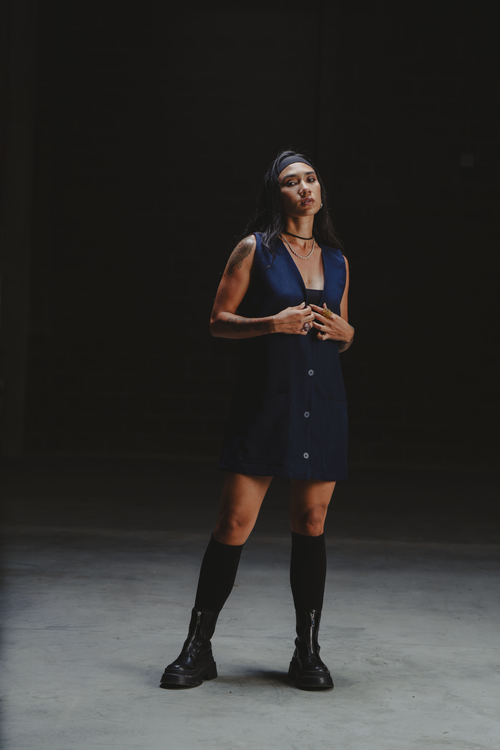 FREE WILL DRESS/VEST IN NAVY