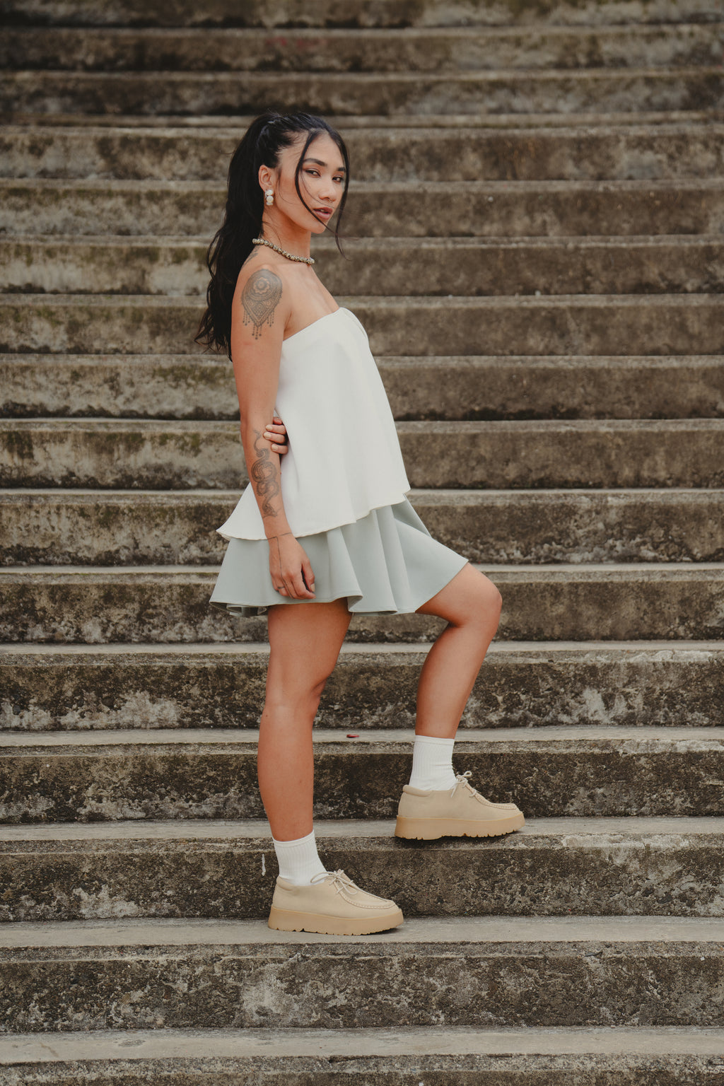 STATE OF AWE TOP/SKIRT IN SAGE