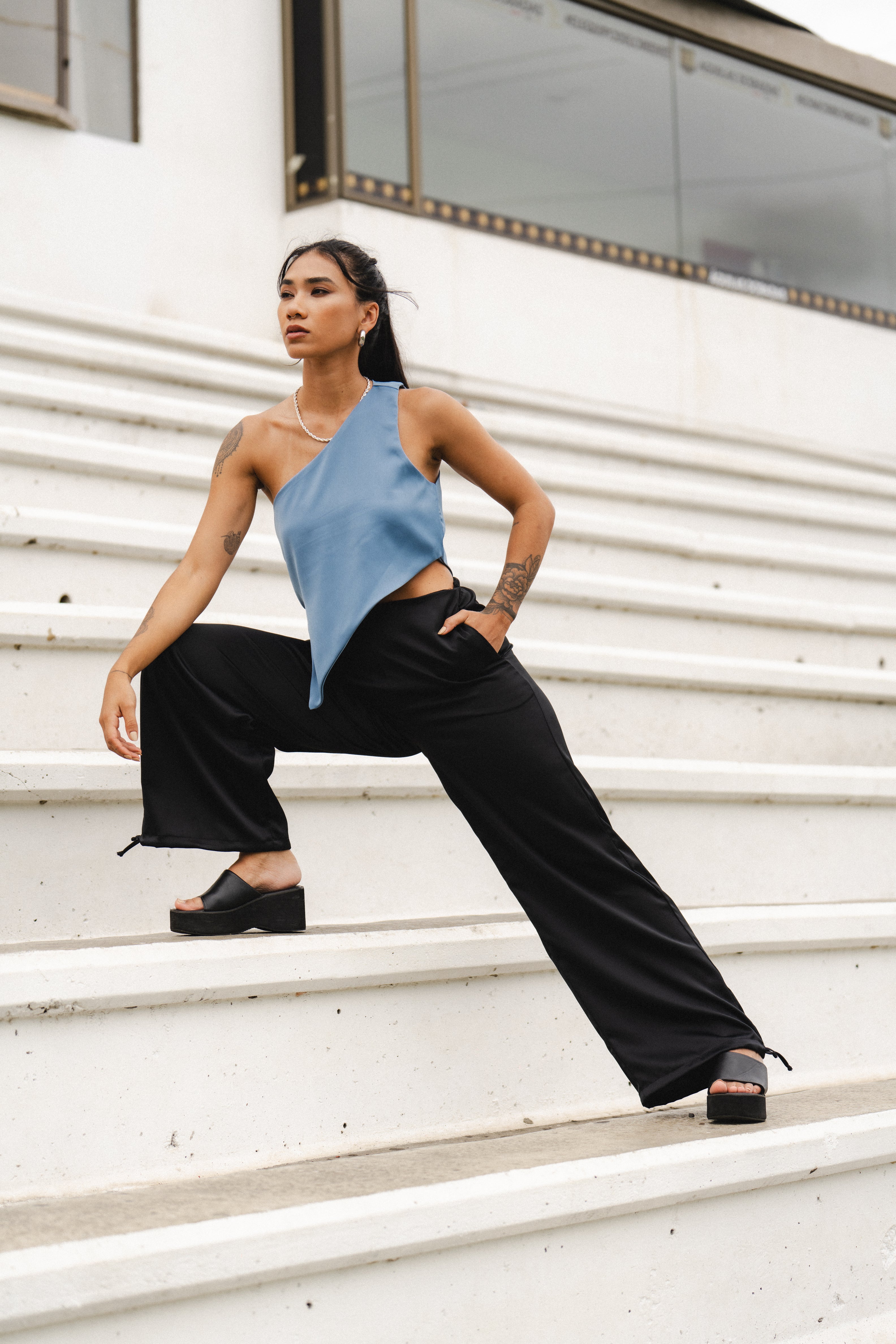 INNER PULSE TOP IN BLUESTONE