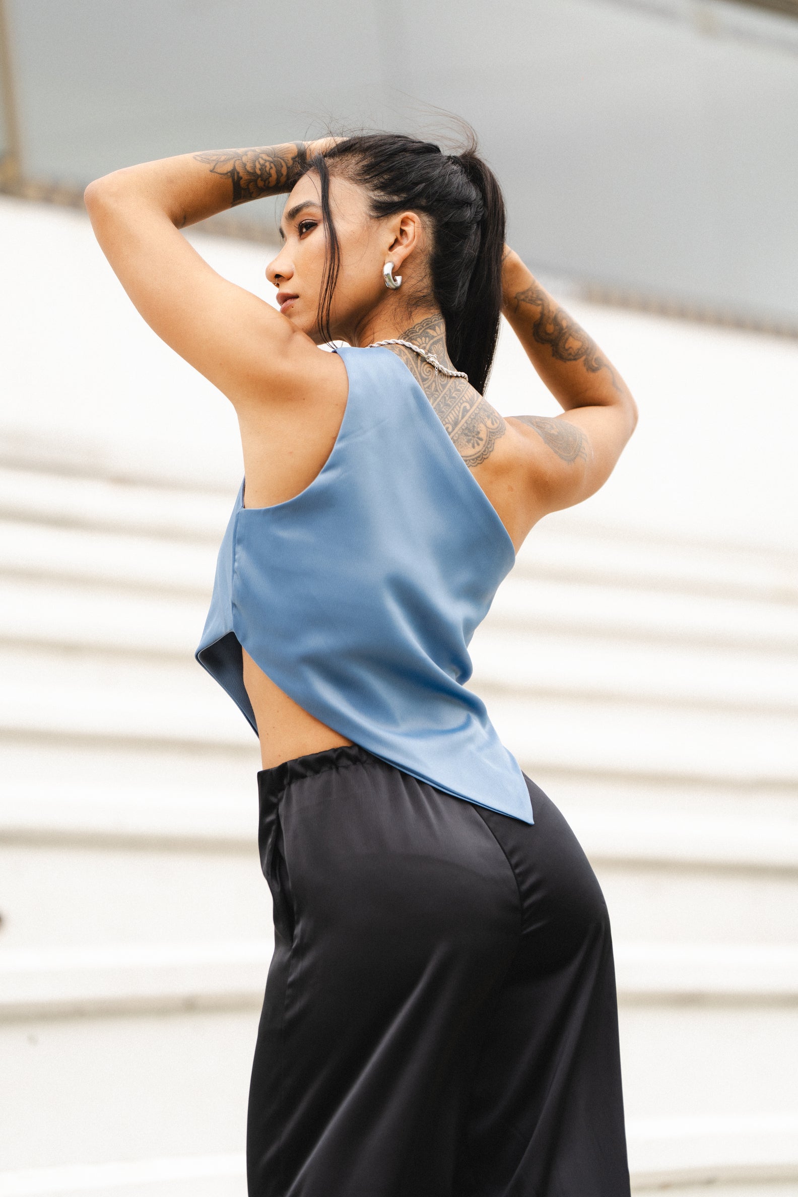 INNER PULSE TOP IN BLUESTONE