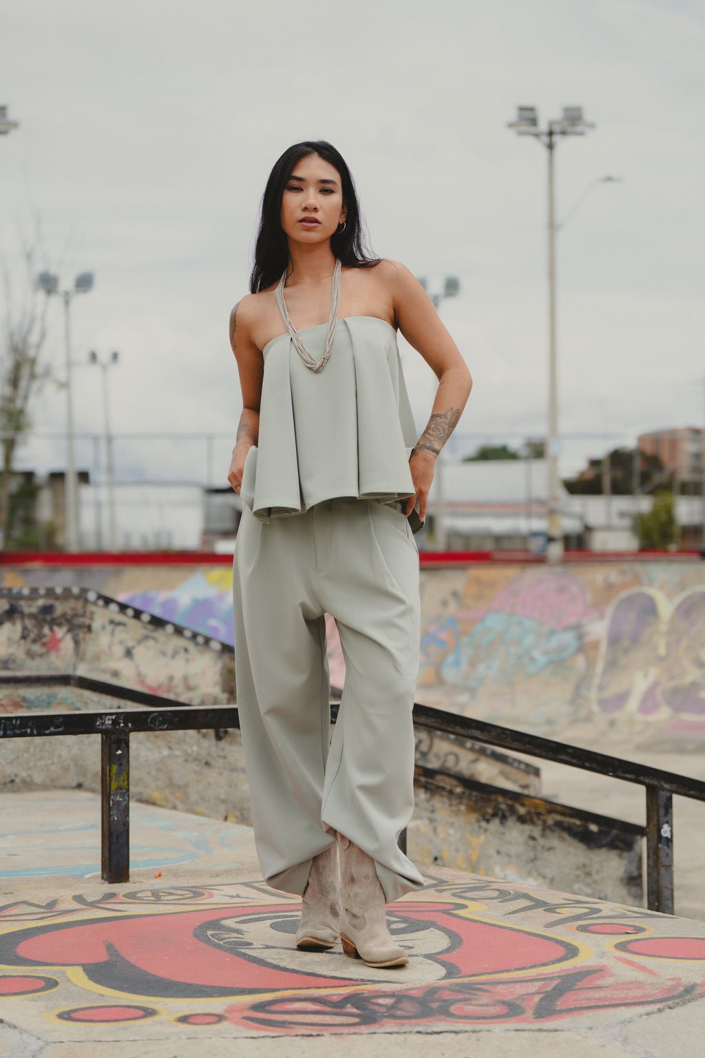 A LITTLE CAOS PANTS IN SAGE