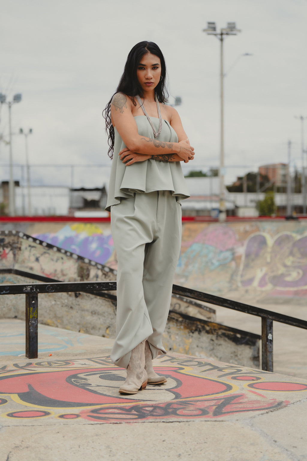 A LITTLE CAOS PANTS IN SAGE