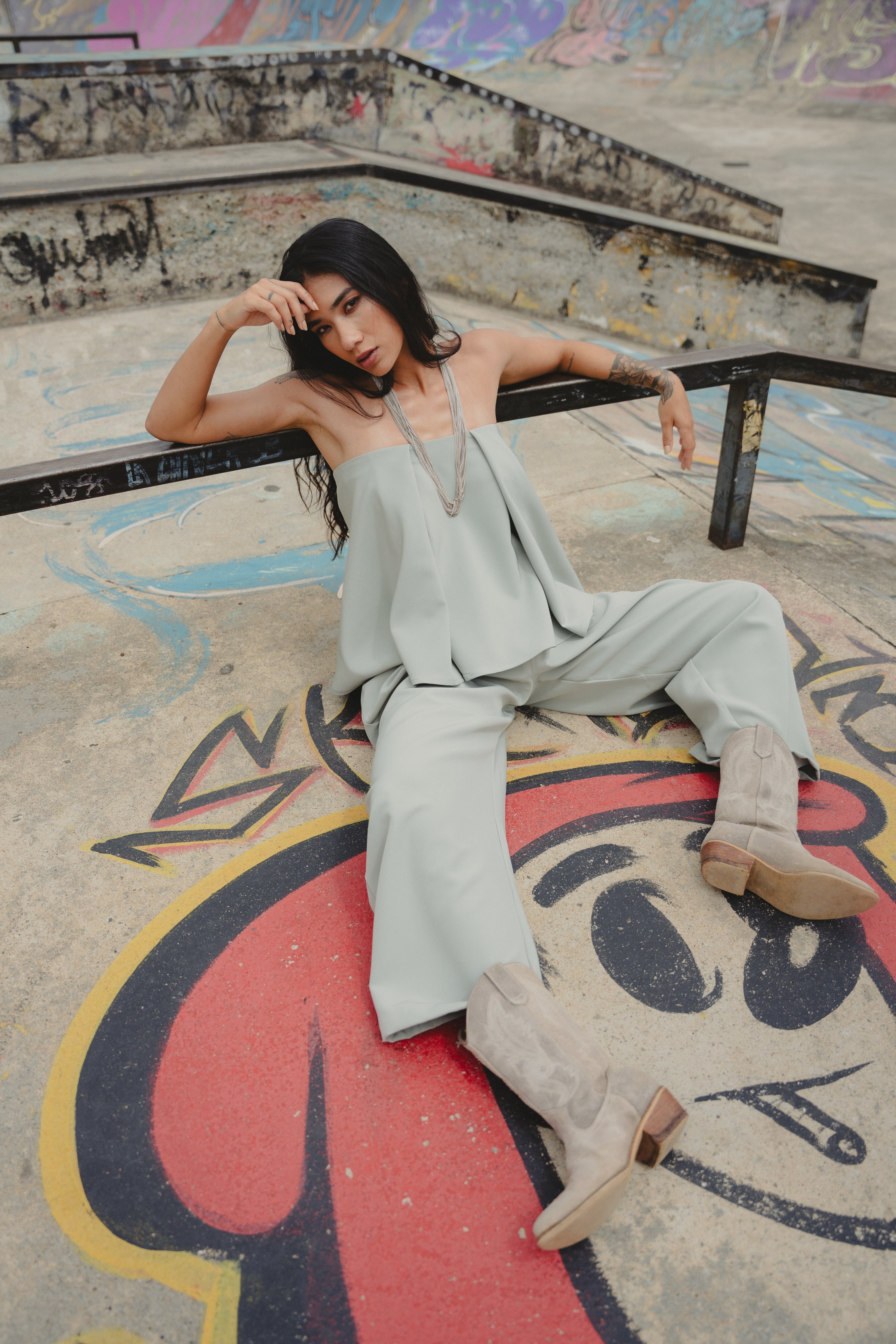 STATE OF AWE TOP/SKIRT IN SAGE